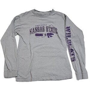 Vintage NCAA Kansas State Wildcats Football Gray Long-Sleeve Shirt Men's Medium